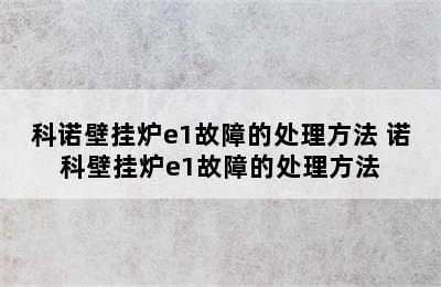 科诺壁挂炉e1故障的处理方法 诺科壁挂炉e1故障的处理方法